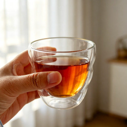Taza de Vidrio de Doble Capa de Vidrio de Borosilicato con Aislamiento Térmico para Hogar