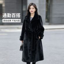 跨境冬季大嫂风皮毛一体 大衣米兰貂过膝长款 女士加厚皮草外套