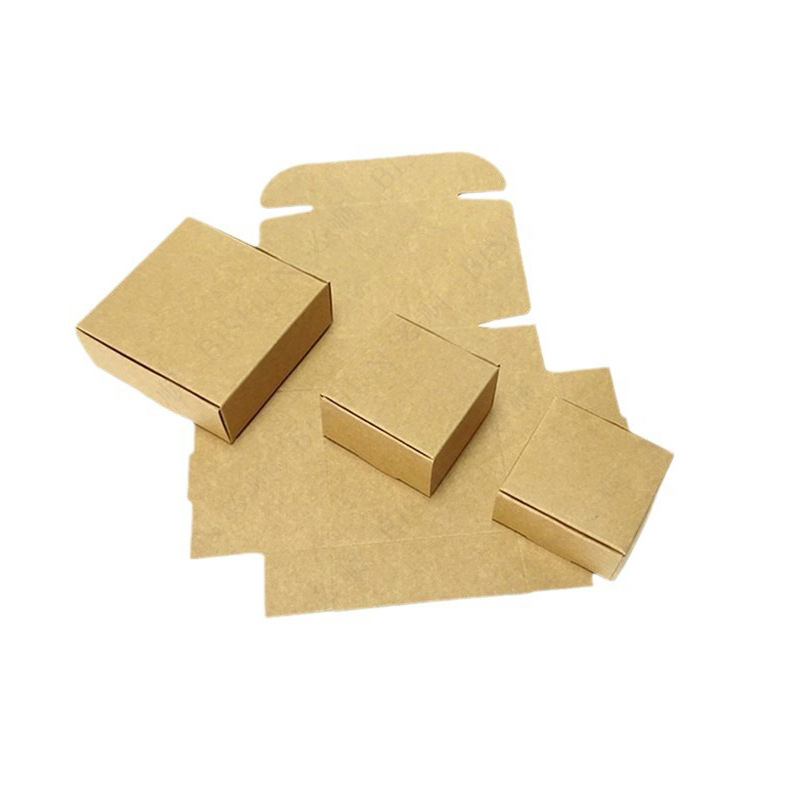 Venta al por mayor en stock caja de papel Kraft jabón hecho a mano caja de embalaje pequeña joyería caja de papel plegable caja de avión impresión