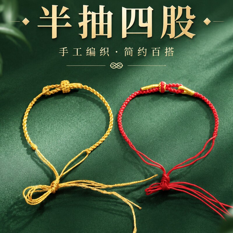 2026 New Model Half-Drawn Four-Strand Red Rope Bracelet for Children and Babies, Handmade DIY Semi-Finished Bracelet, Can Be Beaded 2026 New Model Half-Drawn Four-Strand Red Rope Bracelet for Children and Babies, Handmade DIY Semi-Finished Bracelet, Can Be Beaded