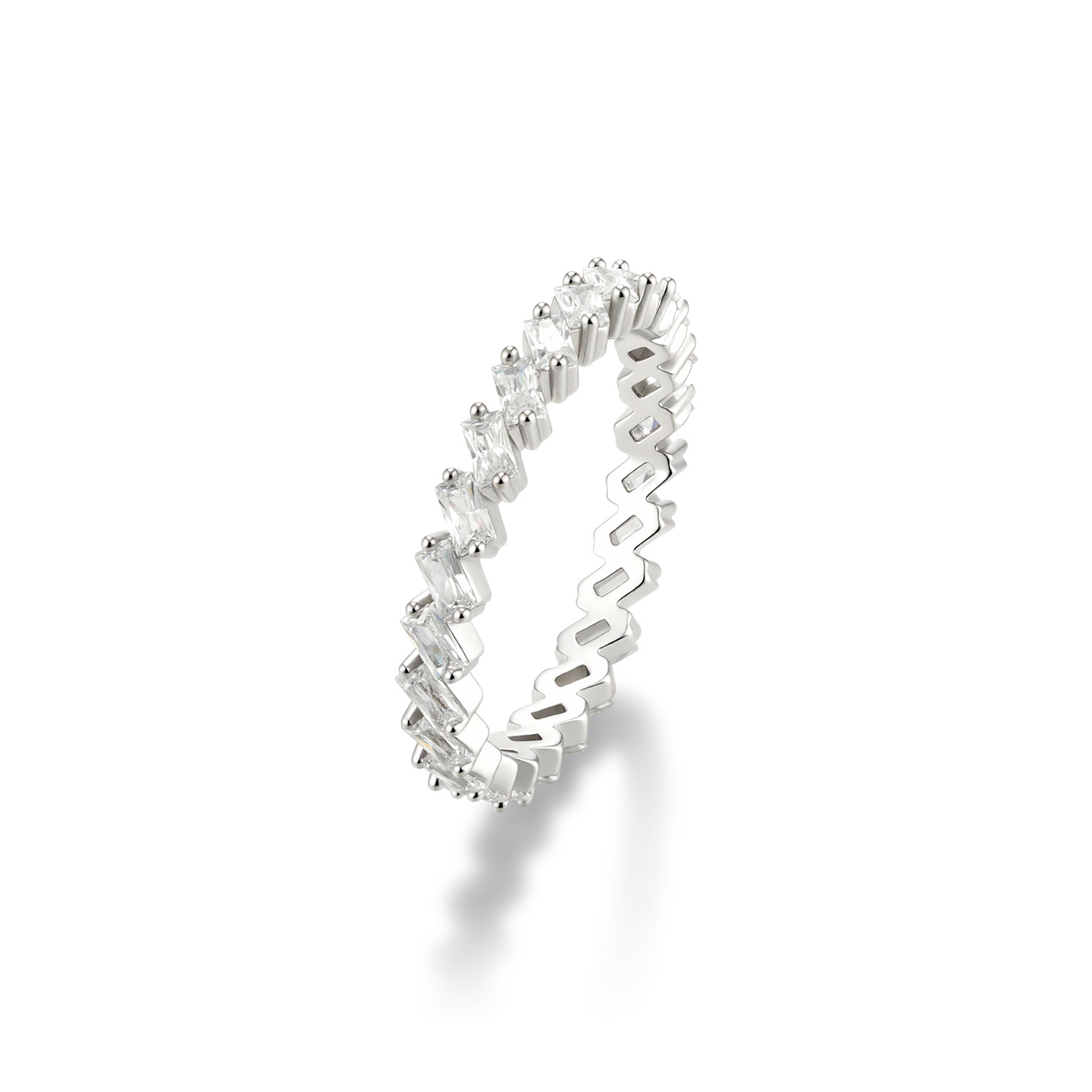 Xuping simple inswind geometría cuadrada anillo de zircon artificial aleación de cobre fácil de usar anillo de anillo de dama simple