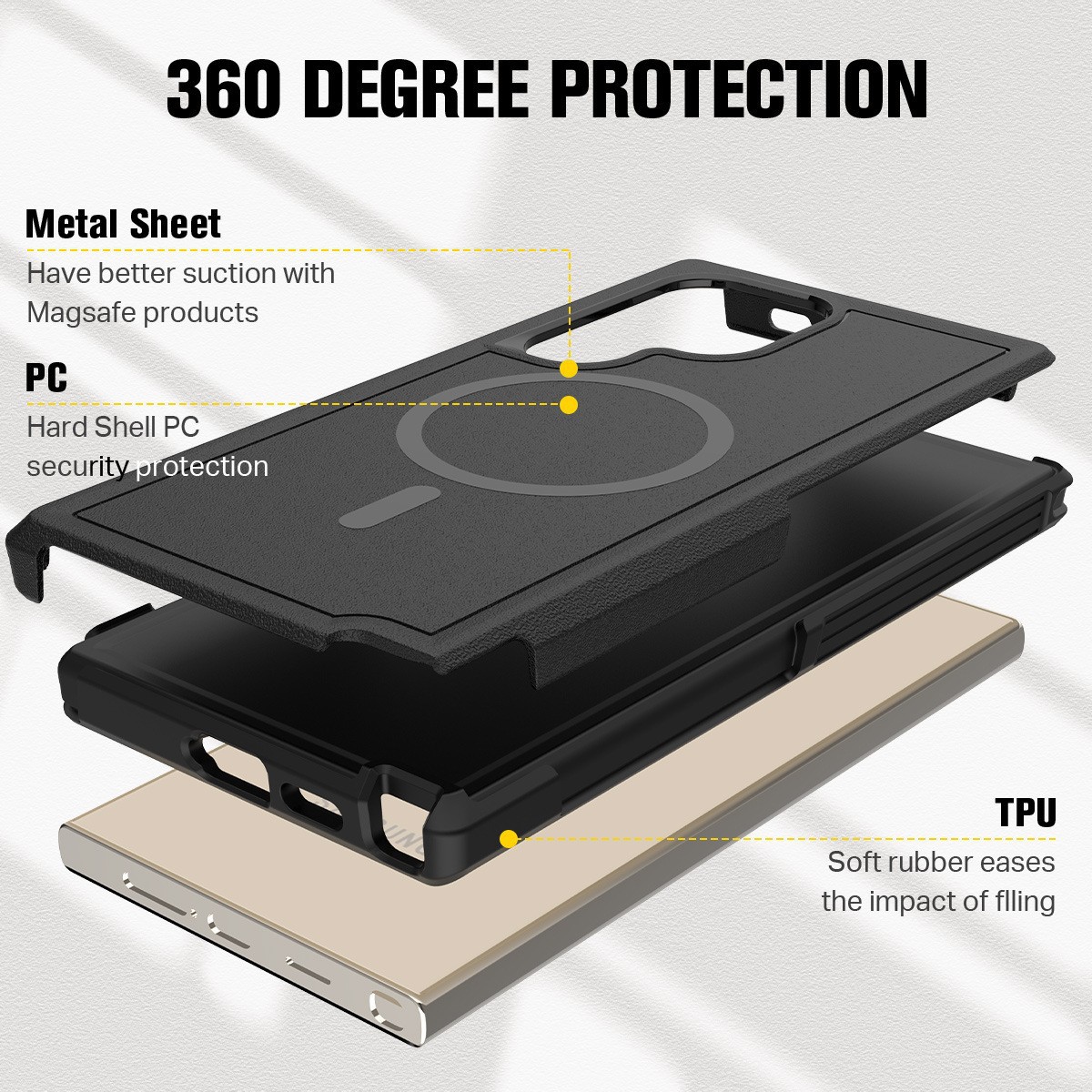 Punto aplicable Samsung S24 Ultra 2 en 1 funda para teléfono móvil con armadura Magsafe funda anticaída magnética SAM