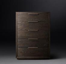 RH/黑色/实木斗柜美式乡村仿古做旧抽屉六斗柜卧室客厅收纳储物柜