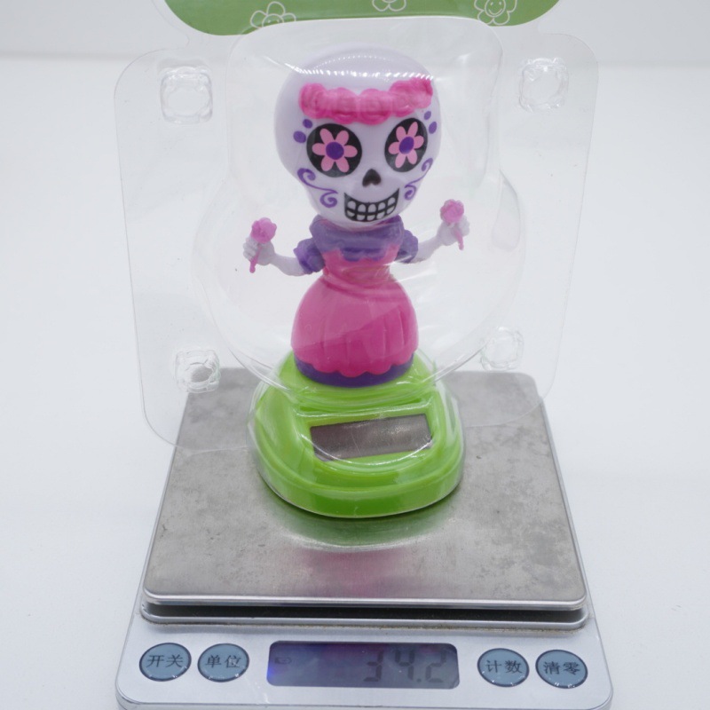 新万圣节批发车载饰品 创意摇头卡通花脸女公仔太阳能汽车摆件礼品详情12