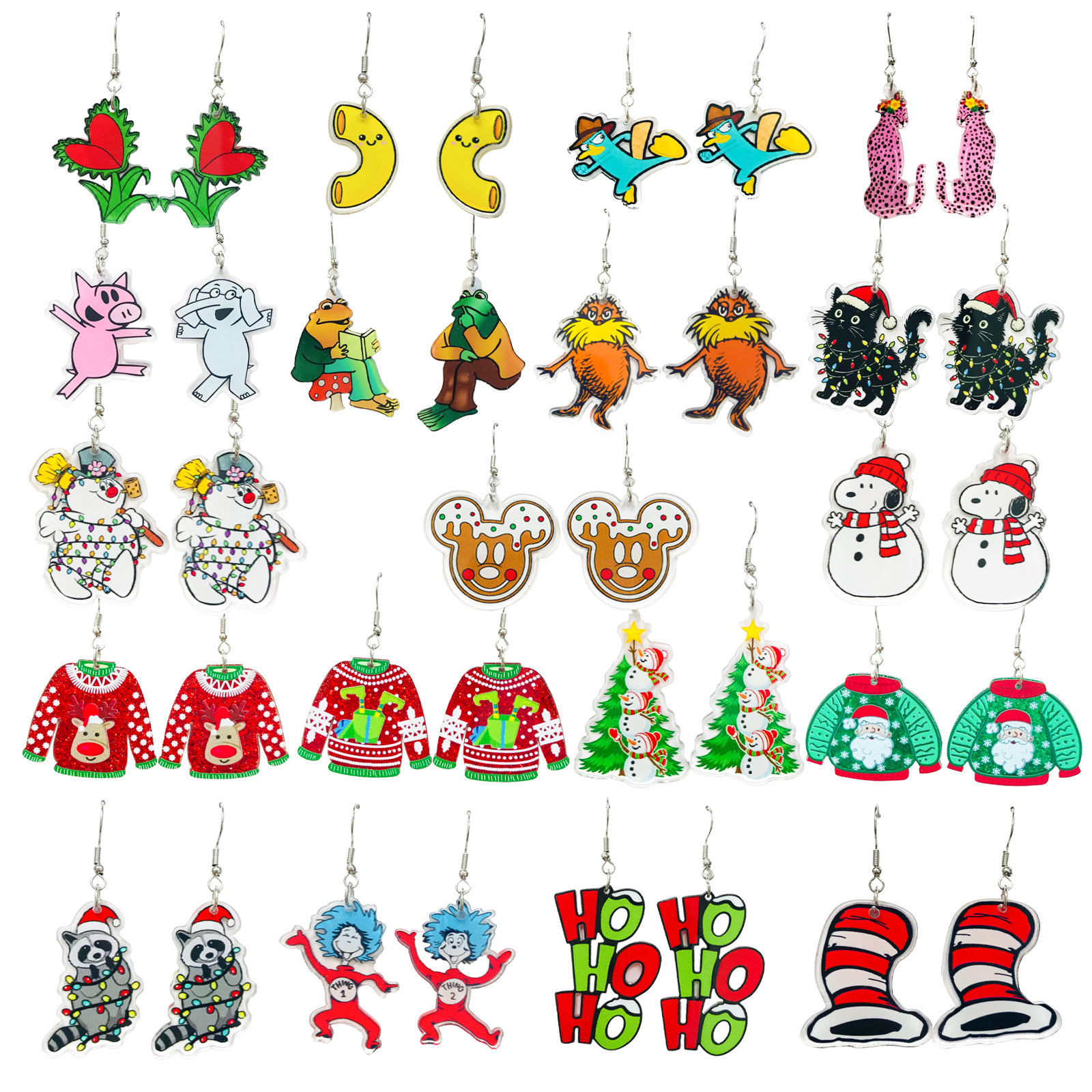 新款创意个性有趣节假日耳环女士圣诞节派对亚克力耳环耳饰礼物