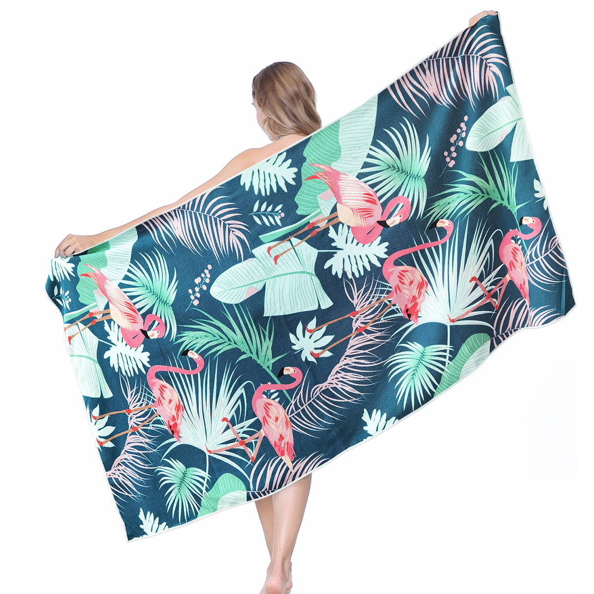 2024 New Amazon Toalla de playa de secado rápido de terciopelo de doble cara europea y americana Toalla de baño de playa de microfibra impresa transfronteriza