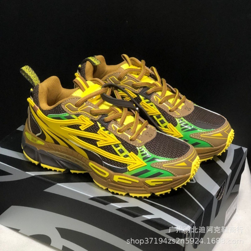 OFF WHITE 身長を伸ばすダッドスタイル登山厚底身長を伸ばすカジュアルスポーツシューズコーヒー茶緑黄色三矢プータン|undefined