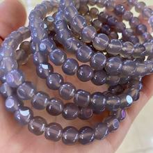 厂家批发天然烟紫玛瑙六方手串烟灰玛瑙玉髓新中式男女款文玩手链