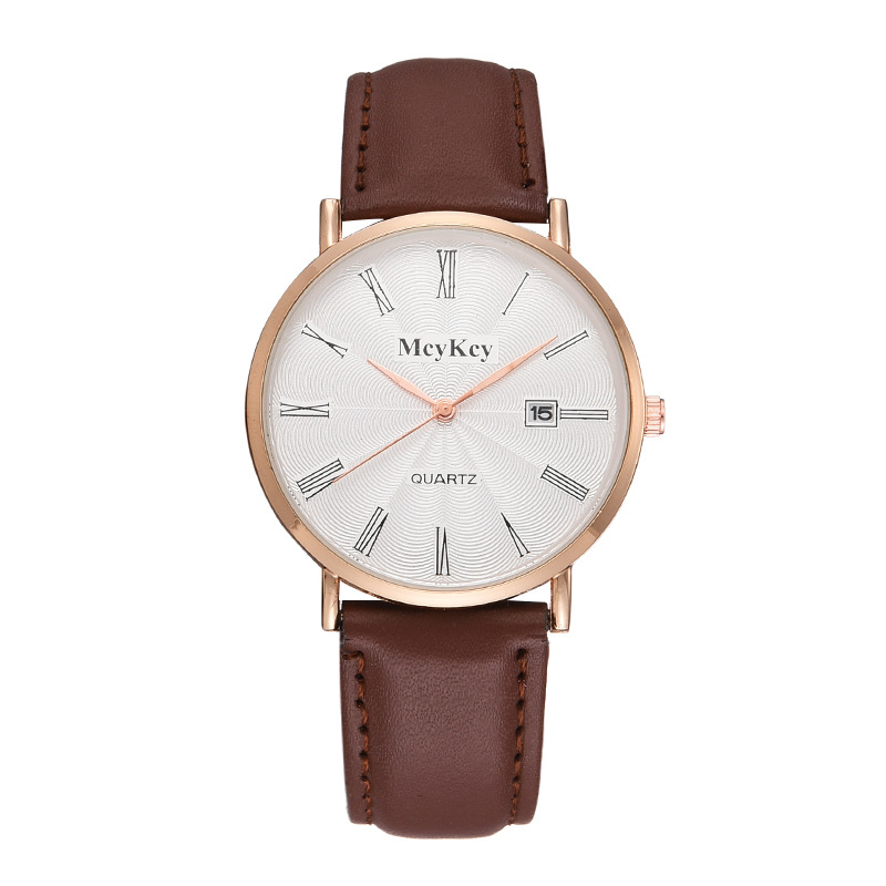 and Nordic minimalist fashionable large dial calendar men's belt quartz student watch_voghion.com