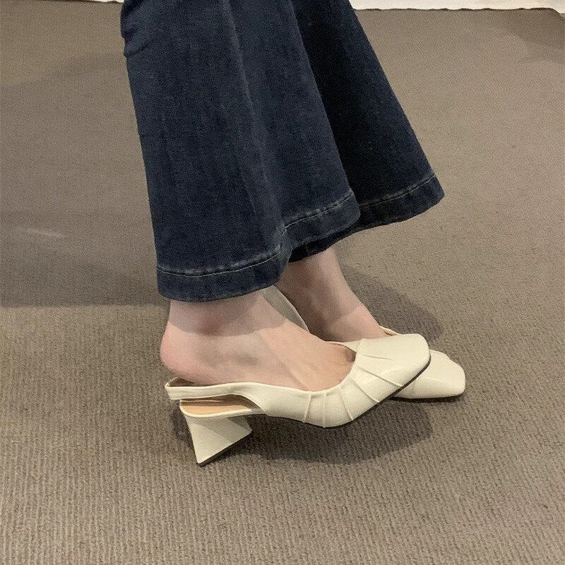 2026 Spring and Summer New Style High-Heeled Peep-Toe Sandals for Women, Chunky Heel Shallow Mouth French Gentle Style Single Shoes for Women