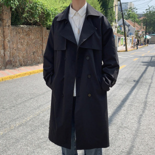 Trench Coat Men's Mid-Length Over-the-Knee Autumn and Winter Casual Loose Duffian Handsome Coat Korean Style Fashionable Large Size bf Workwear Coat
