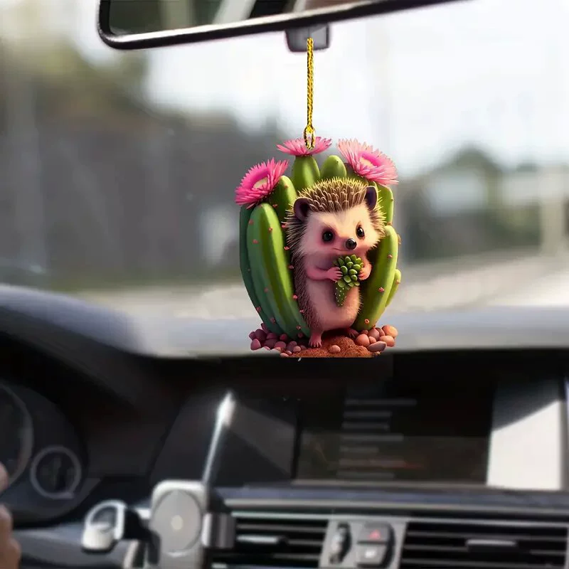 Трансграничный Ежик Кактус Кулон плоский акриловый автомобиль висит креативное украшение дома рюкзак брелок кулон