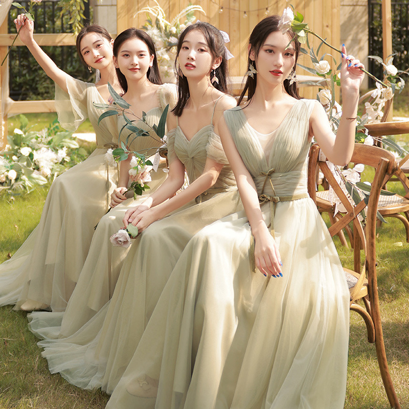 Bridesmaid Dresses 2026 New Spring Style High-End Niche Sister Group Green Evening Dress That Can Be Worn Casually and Makes You Look Slim