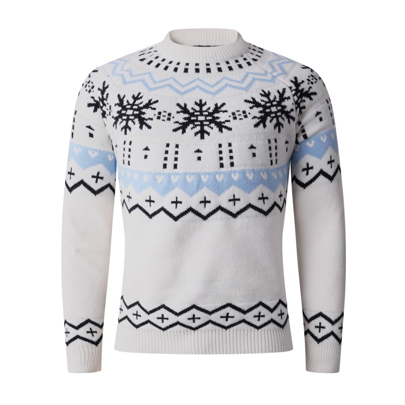 Nuevo transfronterizo simple engrosado decoración de copo de nieve suéter de hombre comercio exterior otoño invierno ocio universal suéter de hombre básico