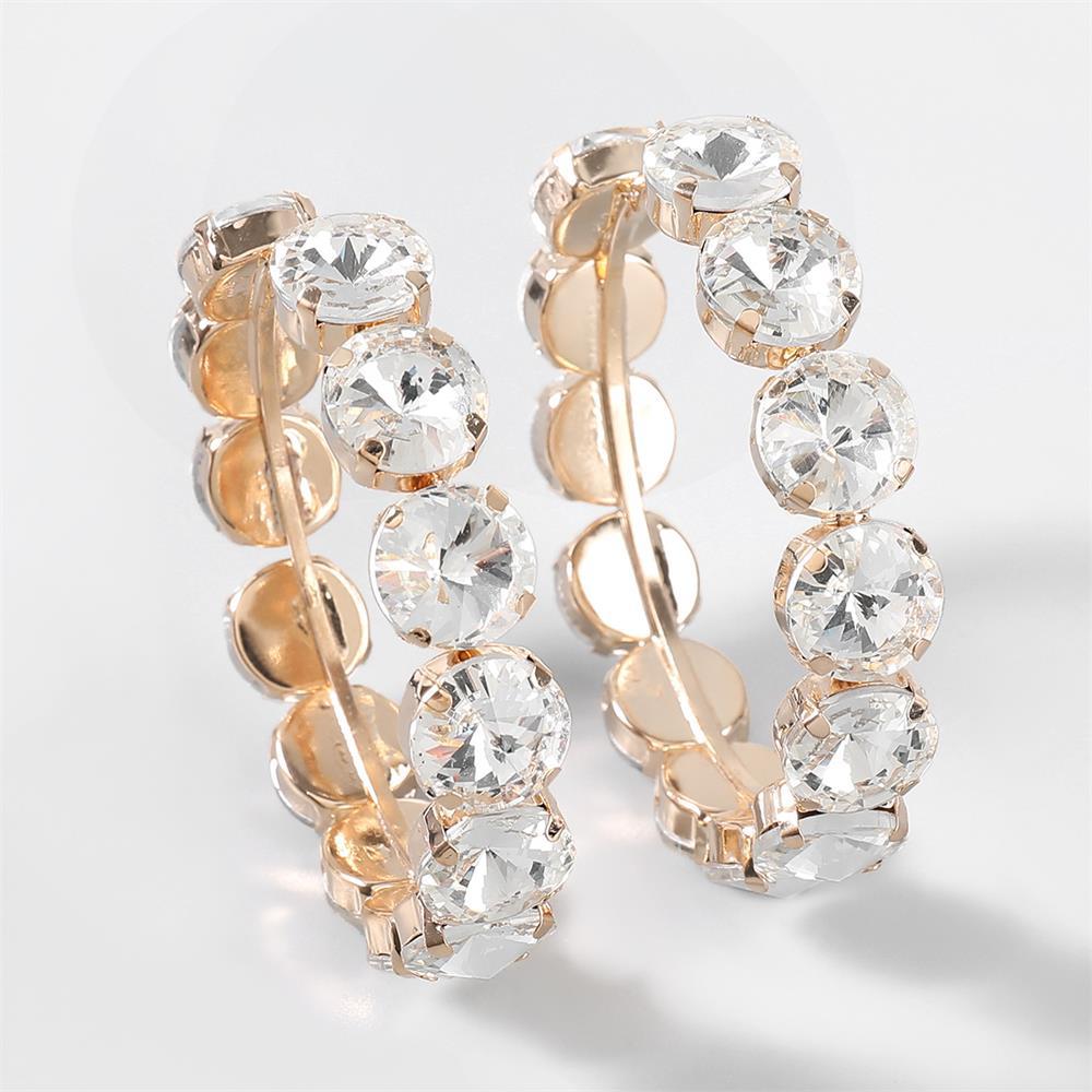 Mode Geometrisch Strass Metall Reif Ohrringe display picture 3