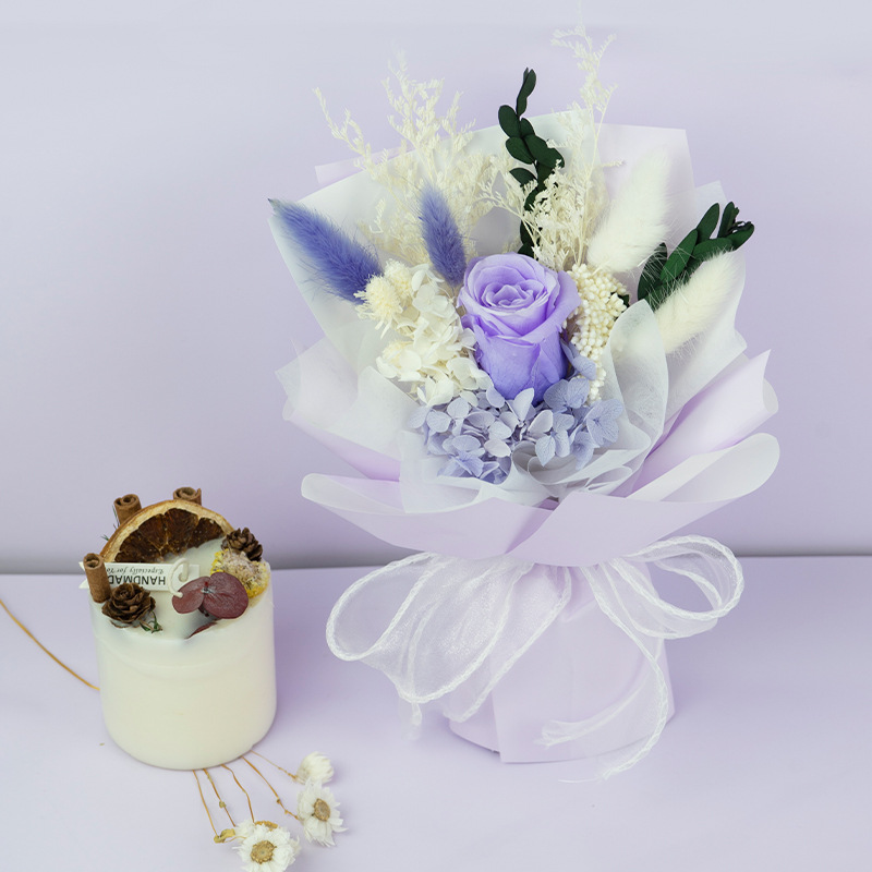 Flor inmortal, ramo de flores de rosas, productos terminados de alta calidad, día del hombre, regalo de flores verdaderas para mamá y novia, ramo de flores inmortales al por mayor.