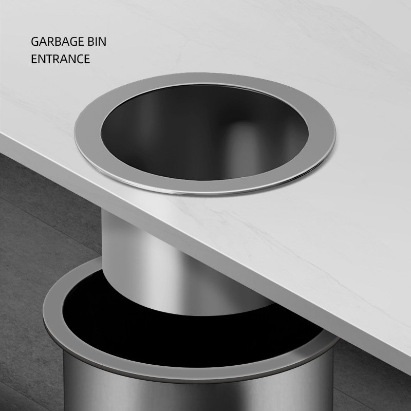 Countertop Round Stainless Steel Garbage Disposal Mouth with Lid Embedded Hollow Trash Can Lid Decorative Cover Customization Countertop Round Stainless Steel Garbage Disposal Mouth with Lid Embedded Hollow Trash Can Lid Decorative Cover Customization