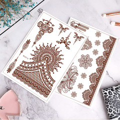 2023 New European and American Red Brown Lace Tattoo Stickers Waterproof Holiday Party Indian Hannah Tattoo Stickers Wholesale