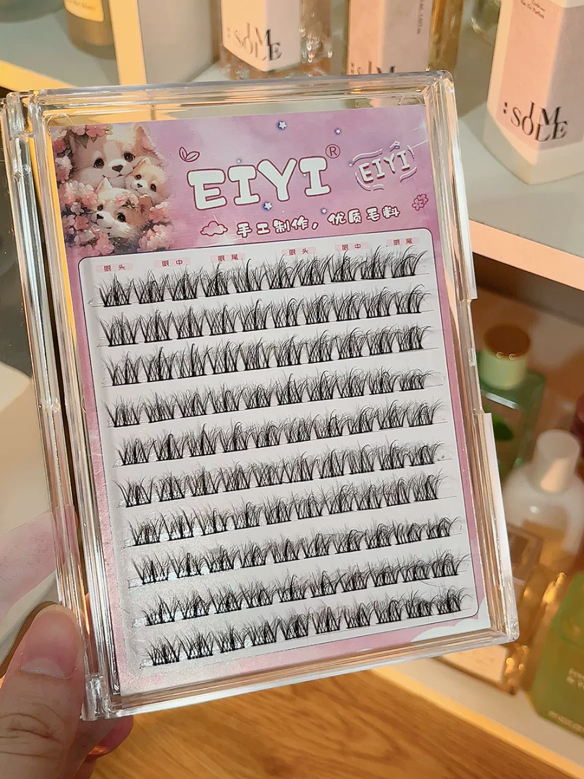 Накладные ресницы из мигалсового меха EIYI — Natural 5D Baby-Curve, одиночная пучковая небрежная форма