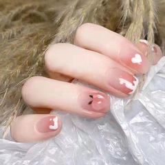 Short cute peach diamond new wearable nail art detachable finished nail without etching and grinding nail art nail