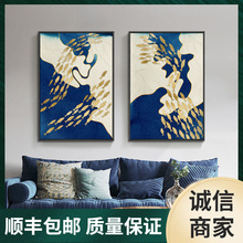 画抽象酒店客厅有鱼走廊年现代年玄关卧室背景墙组合装饰画油画布