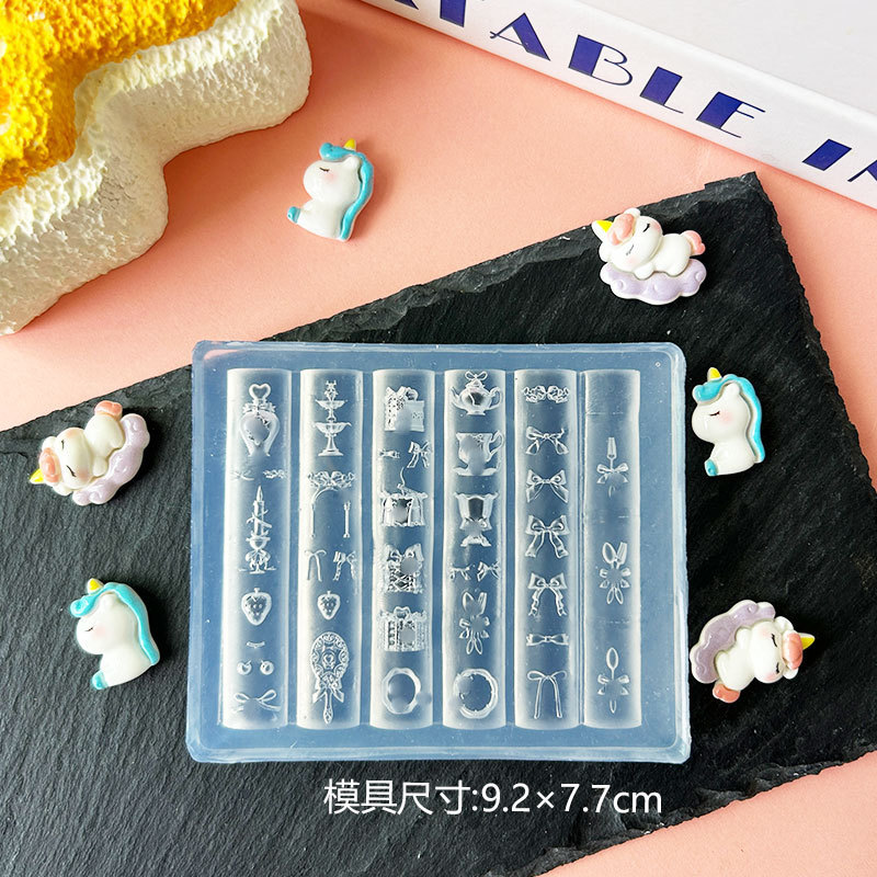 高透明遊園地トロイの木馬バニーリボンクマレリーフ漫画ネイルアート装飾金型 DIY 接着剤金型|undefined
