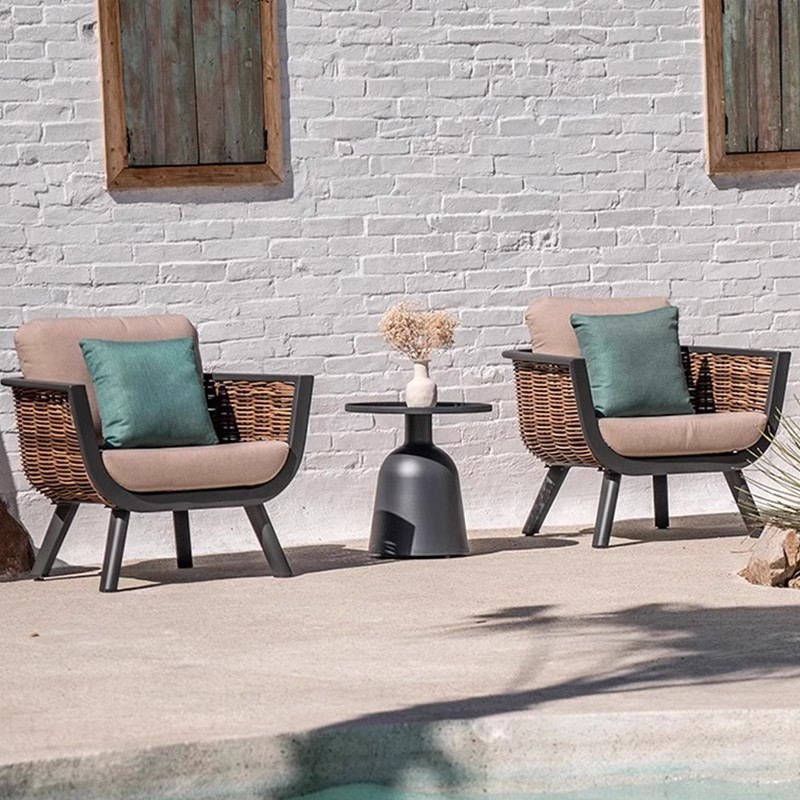 Sofá impermeable solar silla de caña Jardín al aire libre aleación de aluminio hogar combinación de caña estilo europeo ocio al aire libre