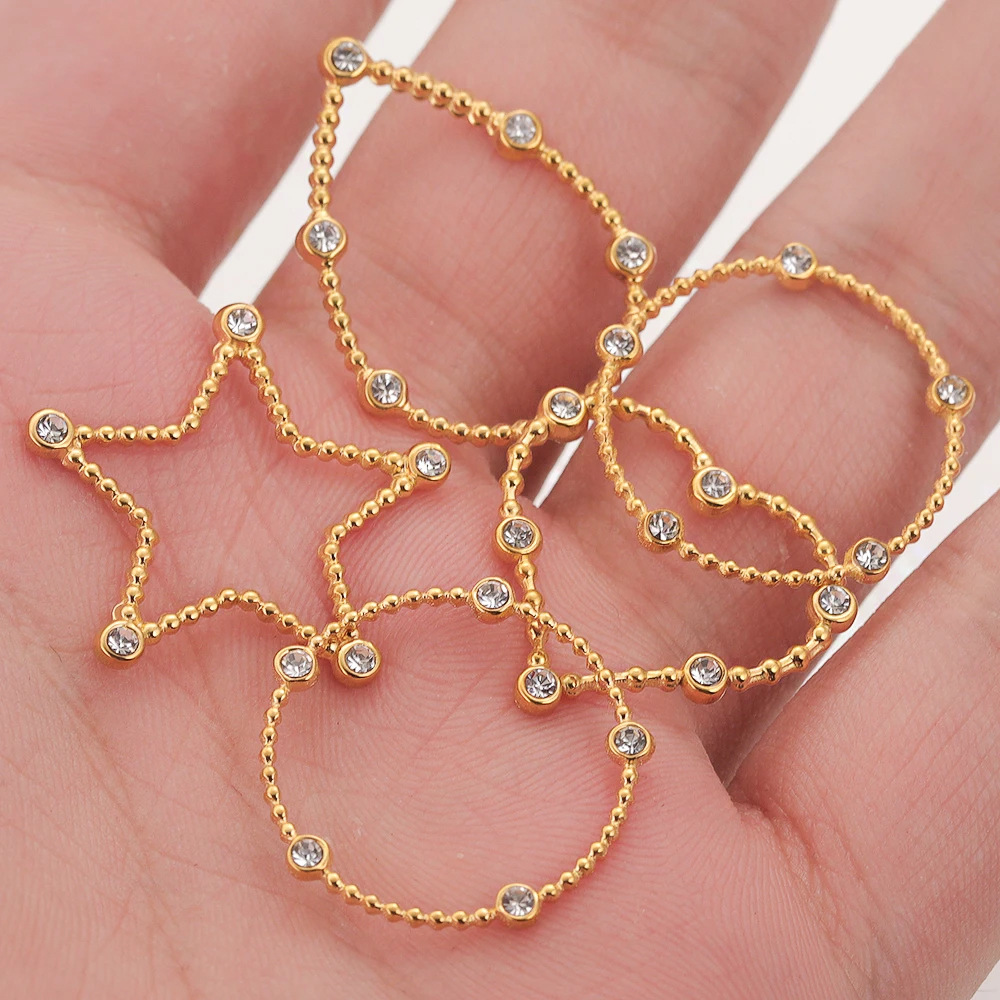 Zircon Inlay Material 4 PCS/Package 21.5mm Diameter 304 Stainless Steel Zircon Solid Color Pendant Jewelry Accessories