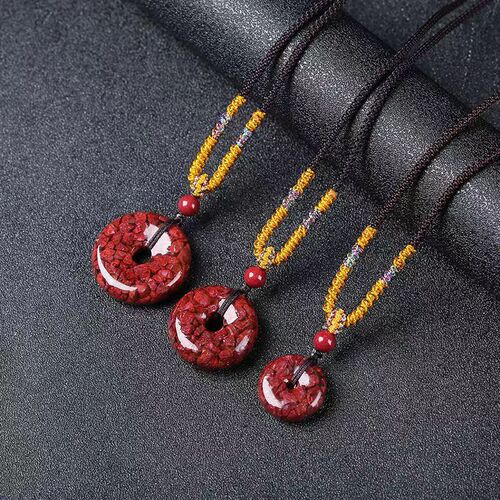 High content of raw ore, translucent cinnabar crystal sand, safety buckle pendant, imperial sand, men and women, zodiac year pendant