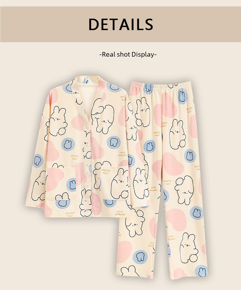 Baumwoll-pyjama-set Für Mädchen Langärmeliges Hausanzug-set Süß_voghion.com