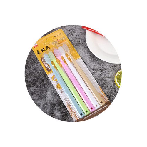 Candy color 5-pack toothbrush cleaning and mouthguard Japanese style bamboo charcoal soft bristle brush household adult large head toothbrush straight