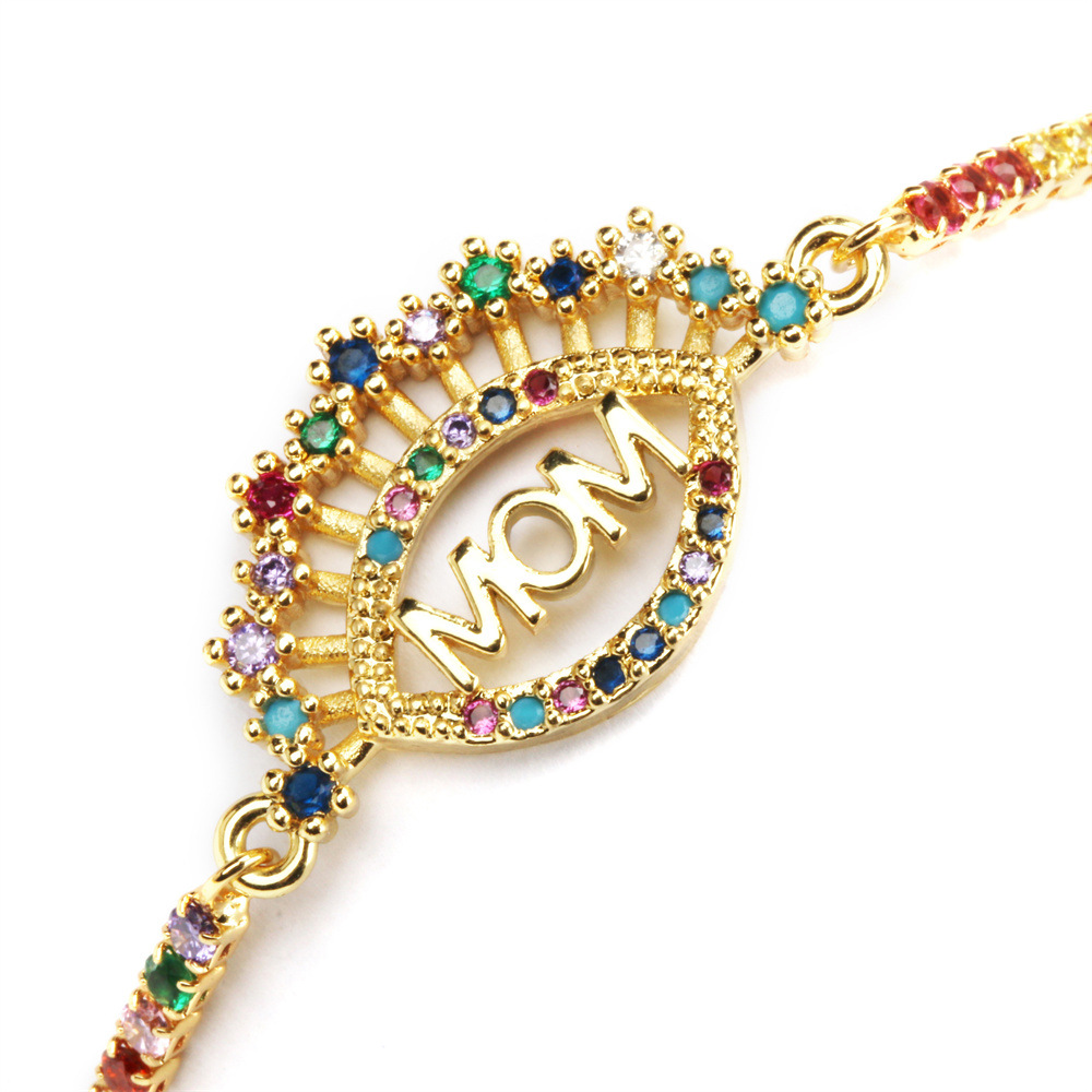 Fashion Motheru0027s Day Copper Diamond Letter Hand Jewelry Devilu0027s Eye Bracelet