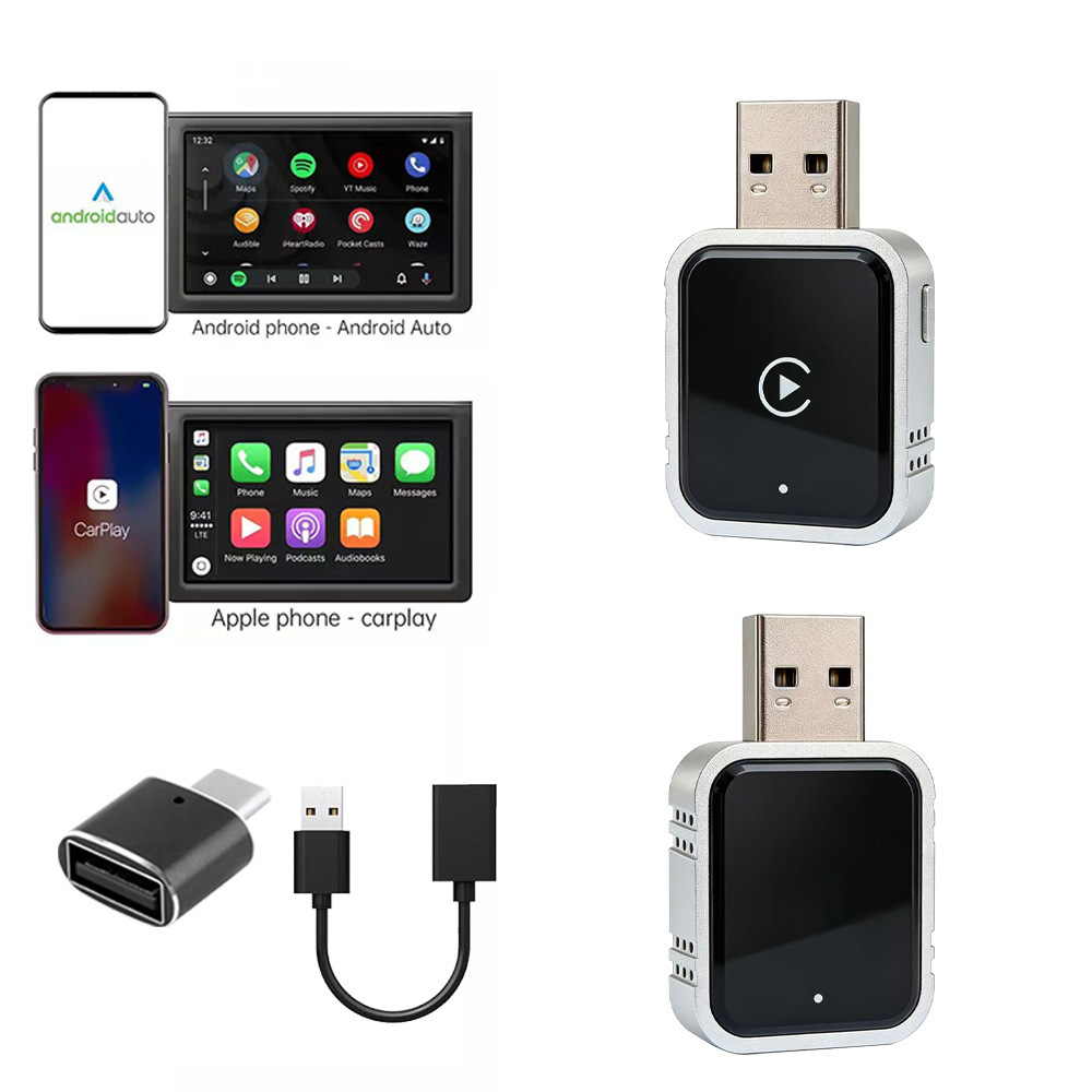 New Cross-Border Wireless Carplay Android Auto Car Navigation Wired-To-Wireless Car Foreign Trade Box