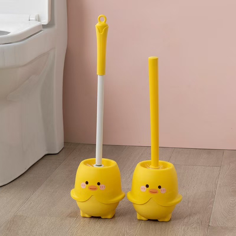 新しいかわいいトイレブラシ家庭用死角なし漫画トイレブラシ浴室しゃがみトイレロングハンドルプレスクリーニングブラシ|undefined