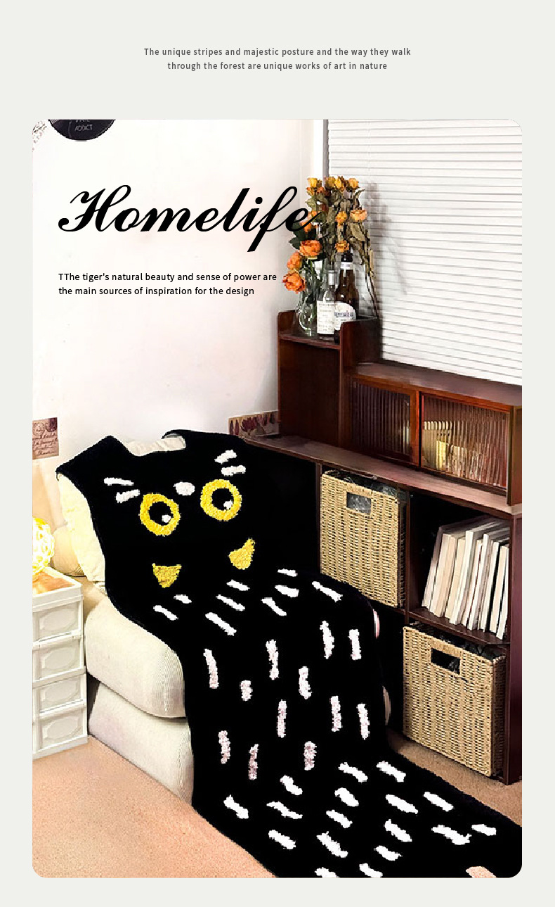 Original Design Cat Carpet Flocking Living Room Carpet Cute Ins Style Bedroom Bedside Blanket Non-Slip Absorbent Mat