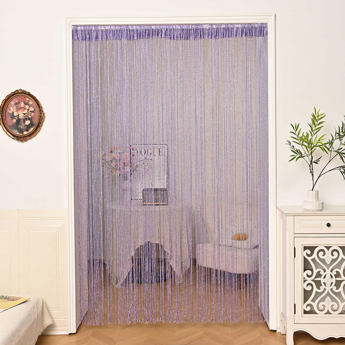 Amazon transfronterizo plano plata línea recta cortina barra de malla cortina