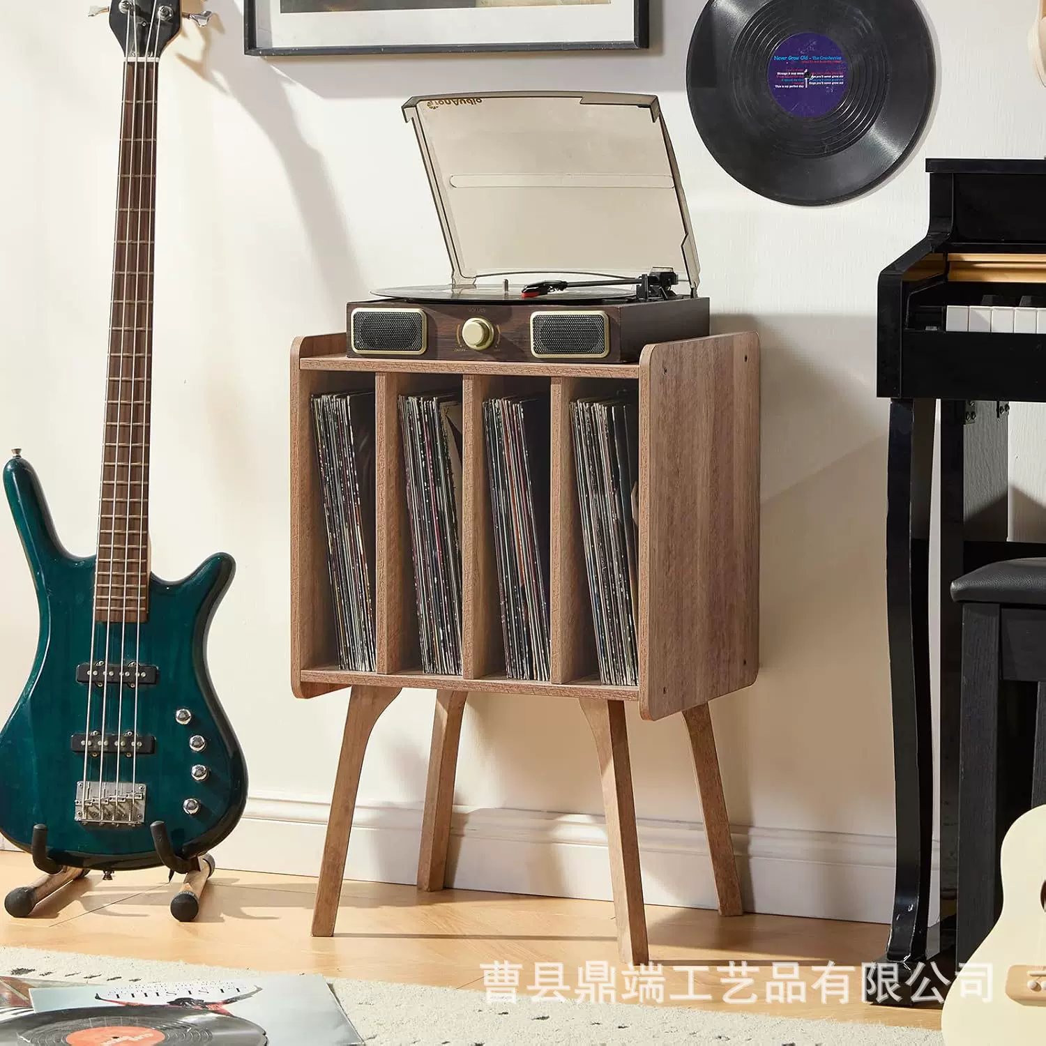 实木置物架复古木质黑胶唱片储存架CD收纳置物架家用杂物置物架