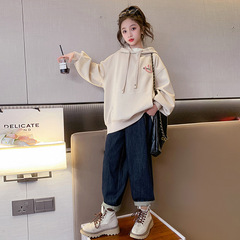 Women's Sweatshirt Autumn Collection 2024 New Trendy Kids' Clothing Korean Style Influencer Loose Spring Autumn Medium and Large Children's Hooded Top
