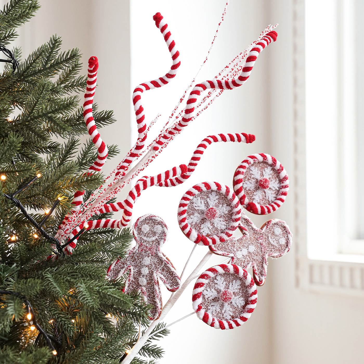Nuevos dulces de espuma peluche Lollipop Gingerbread adornos decorativos árbol de Navidad arreglos de flores festivos