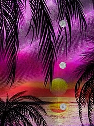 Men's Coconut Tree Sunset Landscape Hawaiian Button Up Cross-border