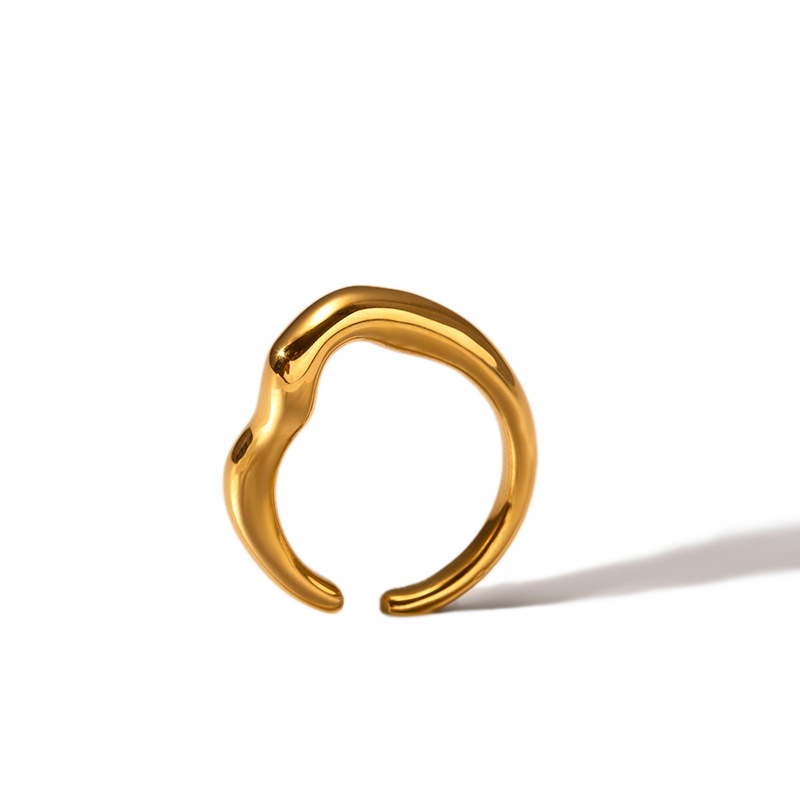 12g Weight PVD Coated Gold Plating Process Real Gold Plated Plating Material Open Rings Classification One Size Ring Size 1 Piece Quantity Holiday, Daily Occasion 304 Stainless Steel Material Geometric Pattern Women's Gender Retro Style Wholesale Jewelry Retro Geometric 304 Stainless Steel 18K Gold Plated Open Rings 4