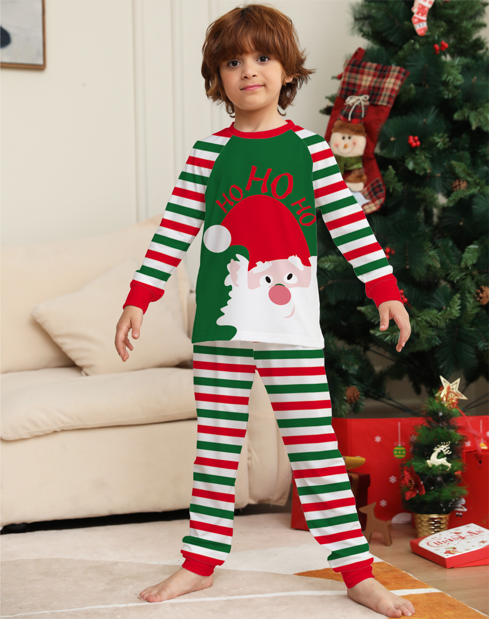 Hoodie Tops Type Pant Co-ord Set Sets Type Family Look Santa Claus Stripe Printing Pant Co-ord Set Hoodie Two-Piece Sets