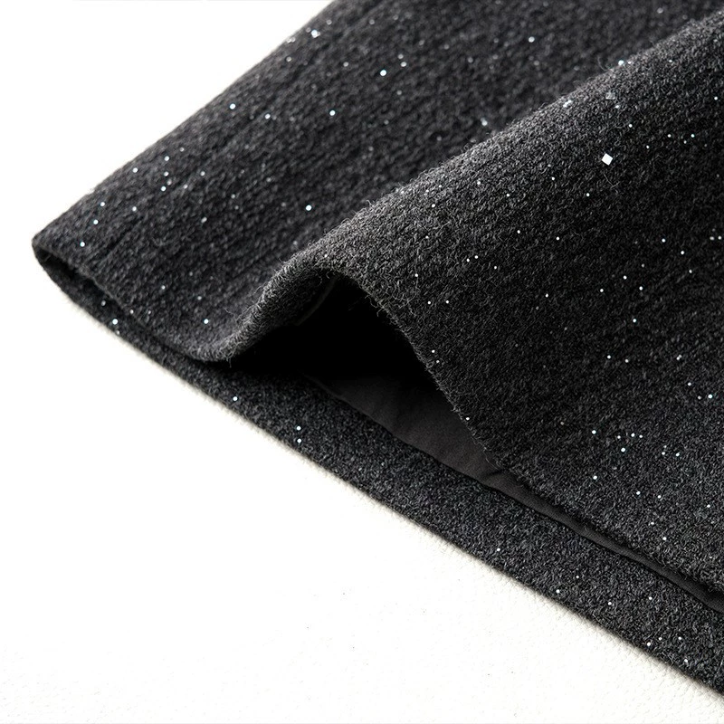 Демисезонная шерстяная длинная отделка ногтей Sequins, юбка средней длины, обтягивающая, яркий запоминающийся стиль