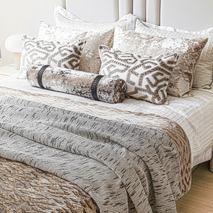 Luxurious Textured Bedding 11-Piece Set Model Room Home Soft Decoration Modern Accessible Luxury High-End Bed Pillow and Blanket