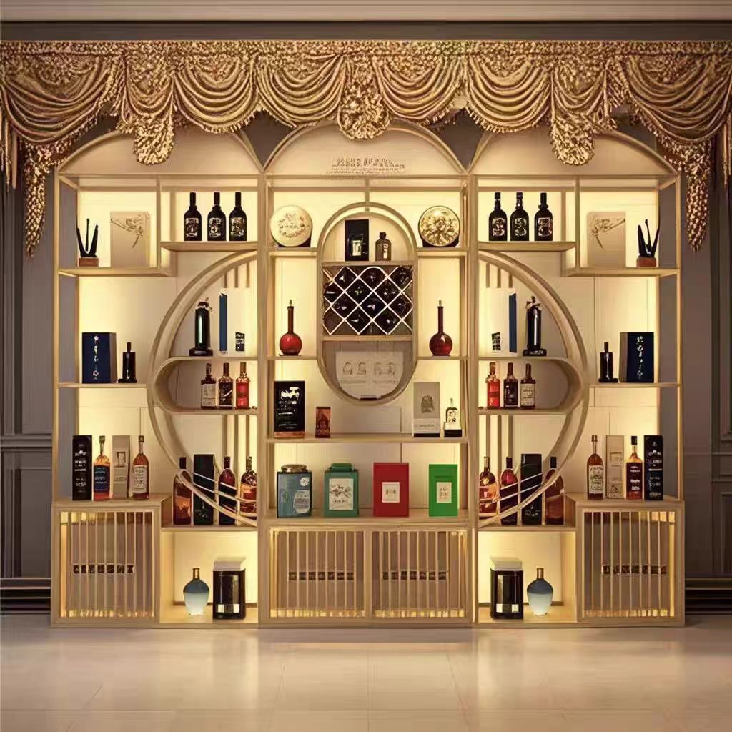 Wine Cellar Red Wine Cabinet Wrought Iron Wine Rack Tobacco and Wine Cabinet Display Rack Floor-Standing Liquor Display Cabinet Wall Wine Rack Commercial