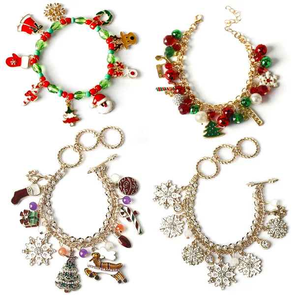 Cross-border Christmas ornaments fashion snowflake Christmas tree Christmas stocking elk alloy oil drop Christmas bracelet wholesale