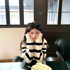 温柔风条纹毛衣开衫女秋冬2025新款松弛感慵懒软糯针织衫短款外套