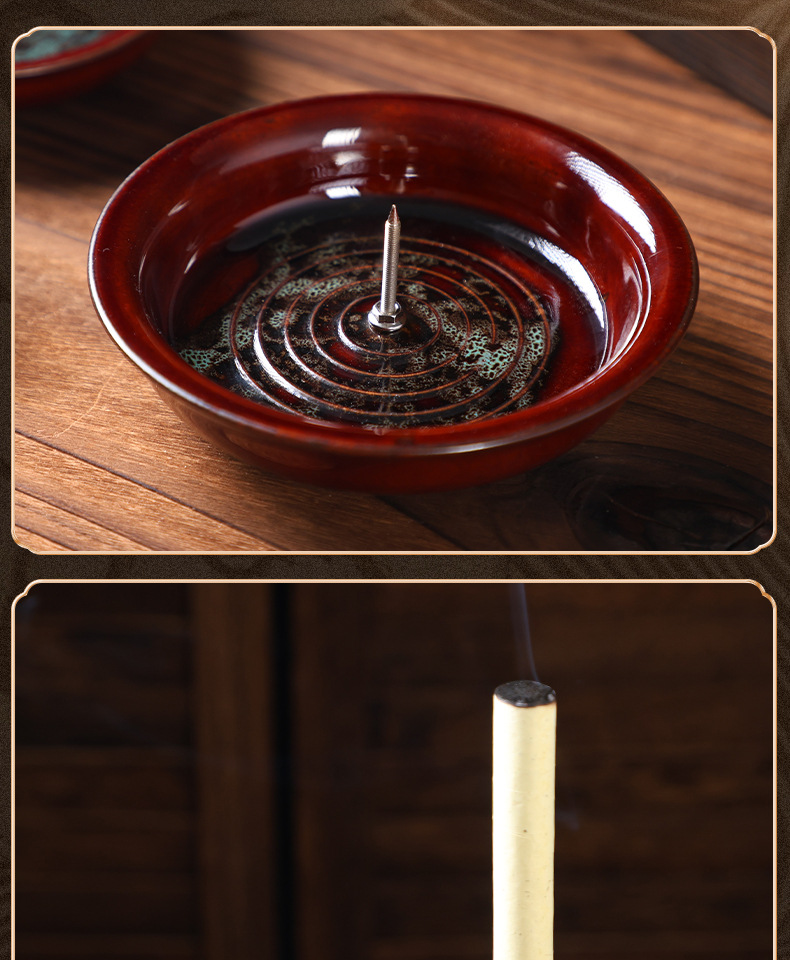 Ceramic Moxa Stick Holder Base Tray Moxibustion Stand for Moxa Cones Home Indoor Use 11.5cm Large in use