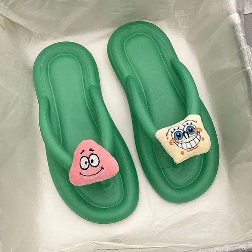 Xiaohongshu's hot style sweet EVA slip-on fashionable soft-soled cartoon girly beach flip-flops for women