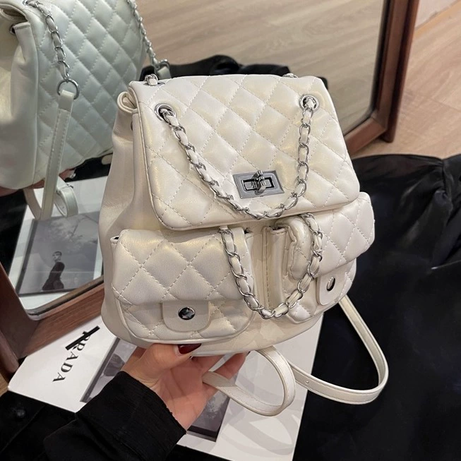 Backpack, capacious one-shoulder bag, summer bag strap, Chanel style, high-end